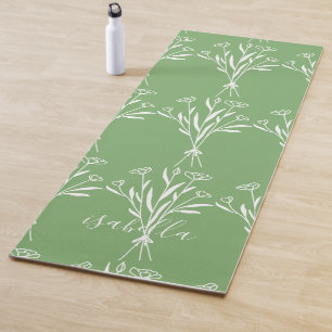Tapete De Yoga Sage Verde Tranquilo Orgânico Floral