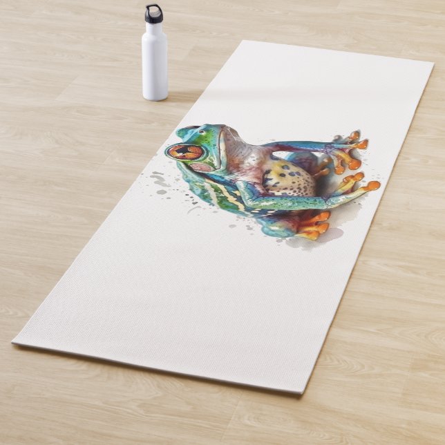 Tapete De Yoga Sapo em Aquarela de Tons Preciosos (In Situ)