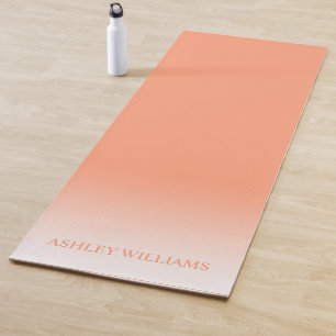Tapete De Yoga Script Chic Monograma Cantaloupe Laranja Ombre Yog