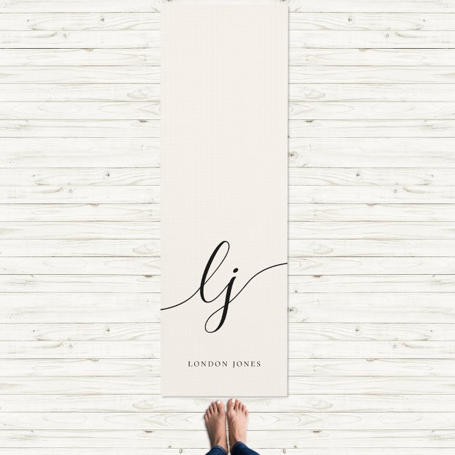 Tapete De Yoga Script de Caligrafia Mínima Simples do Nome da Ass (Criador carregado)