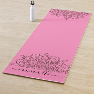 Tapete De Yoga Script de Mandala do Namaste - Rosa