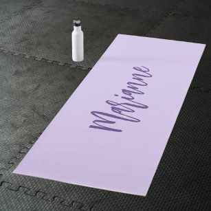 Tapete De Yoga Script de nome personalizado violeta roxo