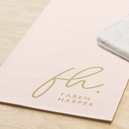 Tapete De Yoga Script Monograma de Assinatura Simples - Rosa Esma