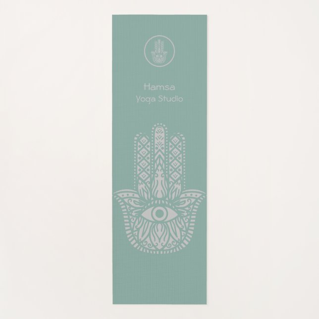 Tapete De Yoga Seafoam Green Yoga Studio Hamsa Personalizável (Frente)