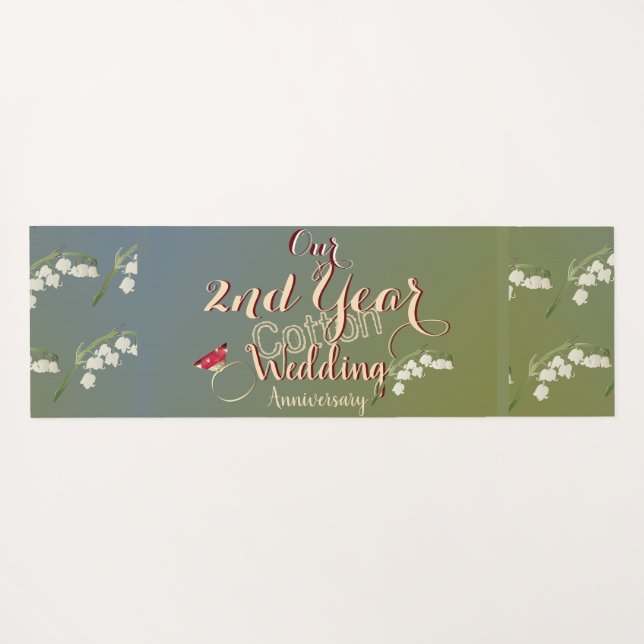 Tapete De Yoga segundo Ano Casamento de Algodão Aniversário Yoga  (Verso (Horizontal))