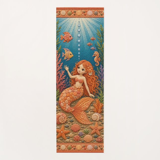 Tapete De Yoga Sereia Quilty Laranja (Frente)