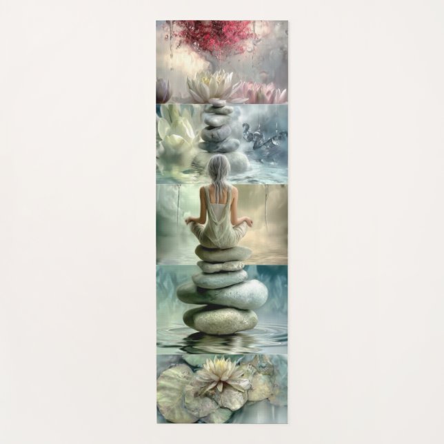 Tapete de Yoga Sereno Pedra Equilibrada e Meditaçã (Frente)