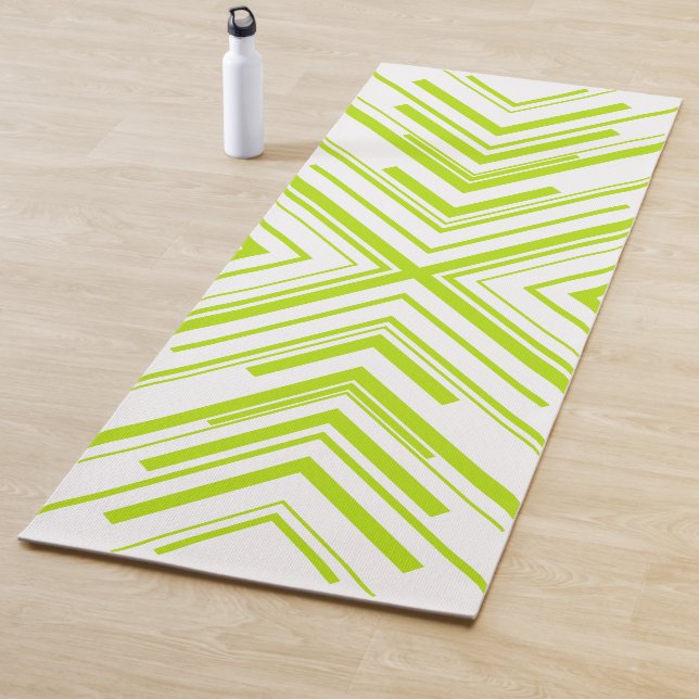 Tapete De Yoga Setas em Verde limão e Branco (In Situ)