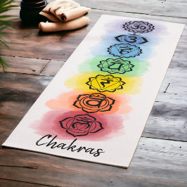 Tapete De Yoga Sete Design Chakra com opções de texto personaliza
