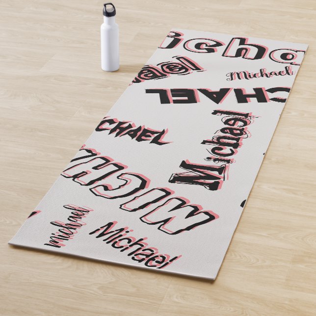 Tapete De Yoga Seu nome é padrão monograma rosa cor sombra (In Situ)
