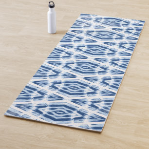 Tapete De Yoga Shibori Azul Índigo Tie Dye Abstrato