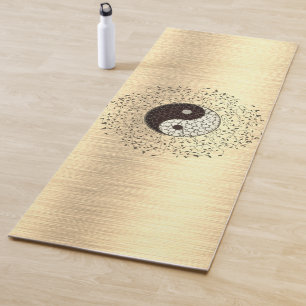 Tapete De Yoga Shimmery Dourado Yin Yang