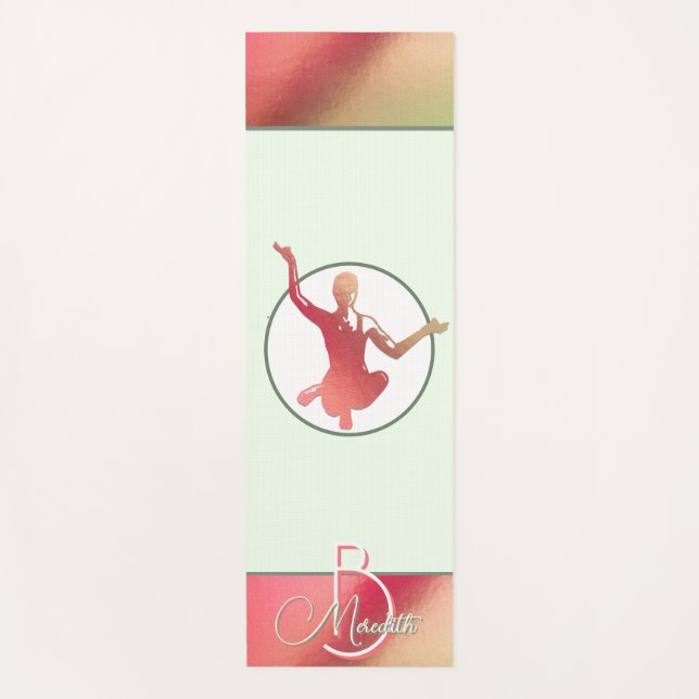 Tapete De Yoga Silhueta brilhante rosa-ioga brilhante (Frente)