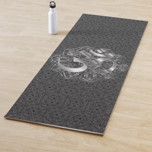 Tapete De Yoga Silver OM Hexagonal Mandala Yoga Mat (In Situ)