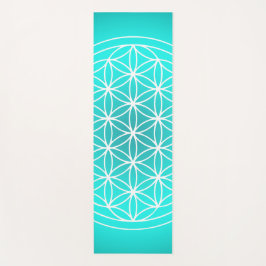 Tapete De Yoga Símbolo de Flor da Vida de Teal Mandala