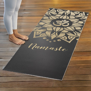 Tapete De Yoga Símbolo Dourado do OM da mandala do instrutor da
