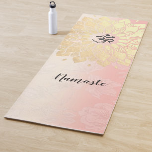 Tapete De Yoga Símbolo Mandala OM Dourado Instrutor de Meditação 