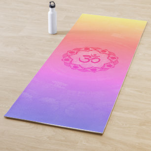 Tapete De Yoga Símbolo Ohm, mandala - cores pastel
