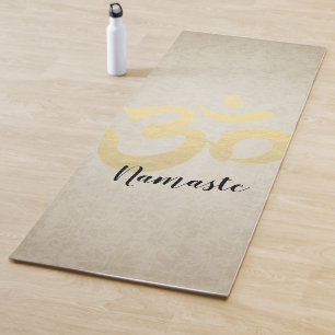 Tapete De Yoga Símbolo Om Dourado do Instrutor de Meditação do Yo