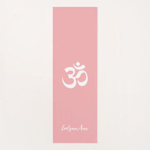 Tapete De Yoga Símbolo Om Nome Personalizado Cor-De-Rosa Cor-De-C