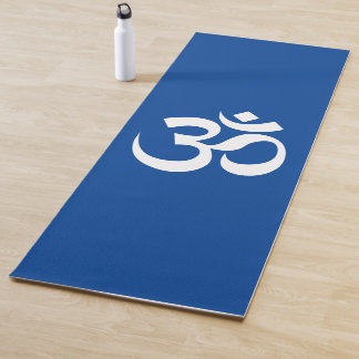 Tapete De Yoga Símbolo Om Ohm Yoga Espiritual Azul Profundo