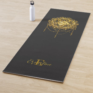 Tapete De Yoga Símbolo Sagrado Budista Om em Ouro
