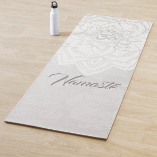 Tapete De Yoga Símbolo White & Silver Mandala OM do Instrutor YOG