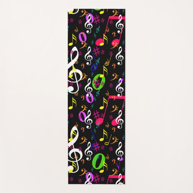 Tapete De Yoga Símbolos Musicais Design (Frente)