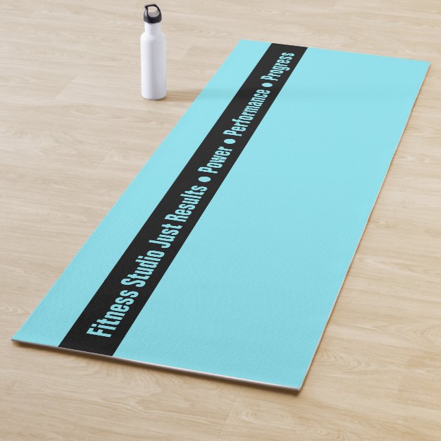 Tapete De Yoga Simple Custom Fitness Text Black & Electric-Blue (In Situ)