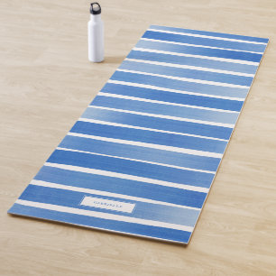 Tapete De Yoga Simples Blue Indigo Stripe Relaxando Personalizado