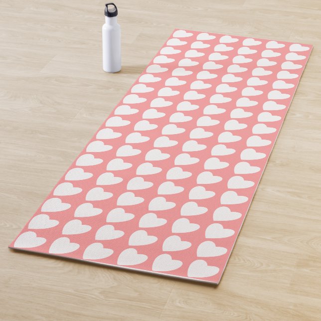 Tapete De Yoga Simples Pink Heart Pattern Girly (In Situ)