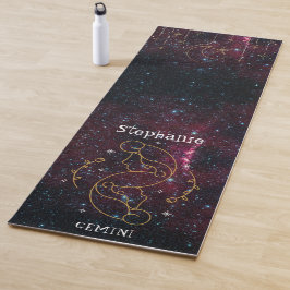 Tapete De Yoga Sinal de Estrela Zodiac Gemini Monograma Glitter B