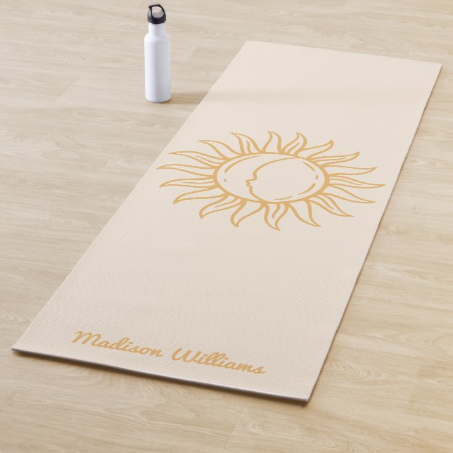 Tapete De Yoga Sol e Lua amarelo místicos Boho personalizados (In Situ)