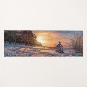 Tapete De Yoga Sol sobre neve, costa marítima de inverno