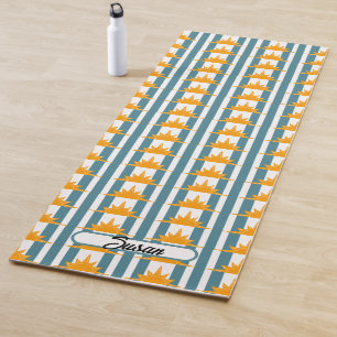 Tapete De Yoga Solos Amarelos Laranja em Stripes Teais