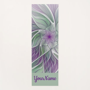 Tapete De Yoga Sonho da flor, nome verde roxo abstrato do Fractal