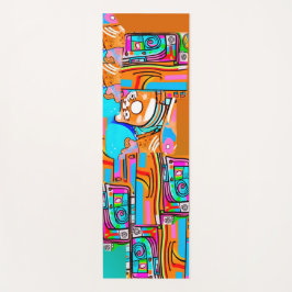 Tapete De Yoga Sonhos Elétricos Laranja E Ciano — Desenho Abstrat