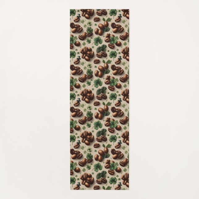 Tapete De Yoga St. Patrick’s Day Coffee & Shamrock Pattern (Frente)