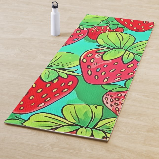 Tapete De Yoga Strawberry Pop Art Pattern (In Situ)
