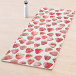 Tapete De Yoga Strawberry Watercolor<br><div class="desc">Padrão de aquarela de morango doce em vermelho,  rosa e branco. Arte original de Nic Squirrell.</div>