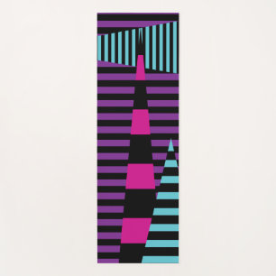Tapete De Yoga Stripes em tiras - Rosa, Roxo, Azul e Preto