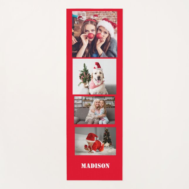 Tapete De Yoga Suas próprias 4 colagens de fotos, nome personaliz (Frente)