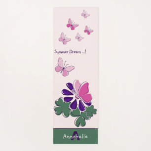 Tapete De Yoga Summer Dream Borboletas Rosa Violeta Nome Flor