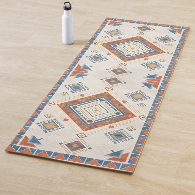 Tapete De Yoga Sun-Drenched Terracotta and Blue Desert Kilim (In Situ)
