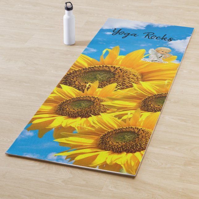 Tapete De Yoga Sunflower Baby Angel Floral Yoga Mat (In Situ)