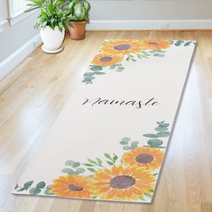 Tapete De Yoga Sunflower Eucalyptus Greenery Namaste
