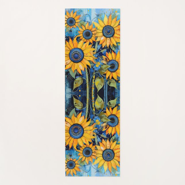 Tapete De Yoga Sunflowers Wildflowers Flower Mixed Media Design (Frente)