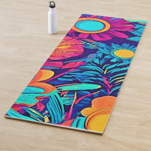 Tapete De Yoga Tapeçaria Floral Psicodélica