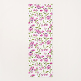 Tapete De Yoga Tapis de Yoga com Flores em Aquarela Rosa
