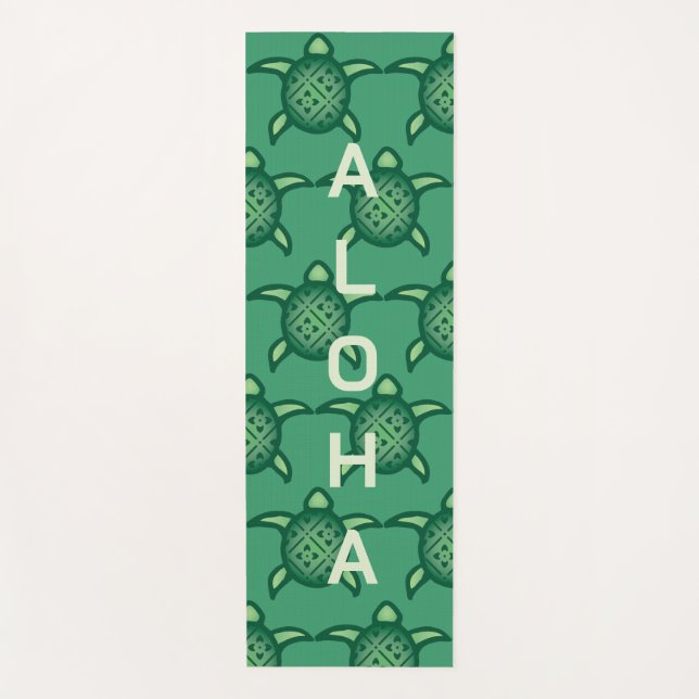 Tapete De Yoga Tartarugas Verdes Com Aloha (Frente)